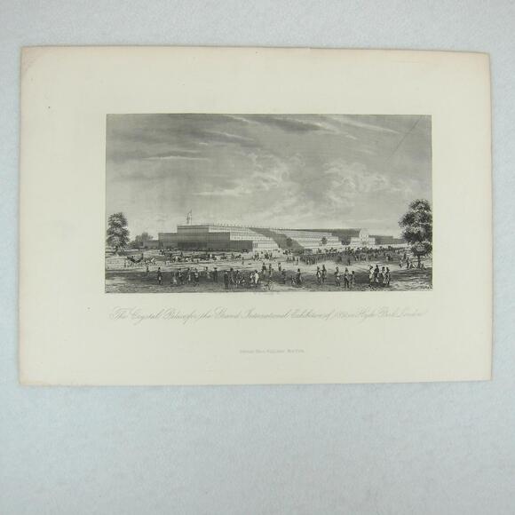 Antique 1851 Engraving Print Crystal Palace Grand International Exhibition RARE